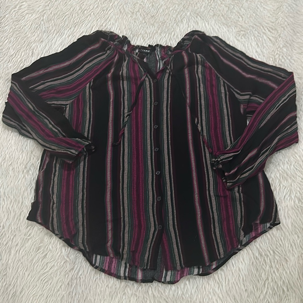 Torrid purple pink striped boho top size 1